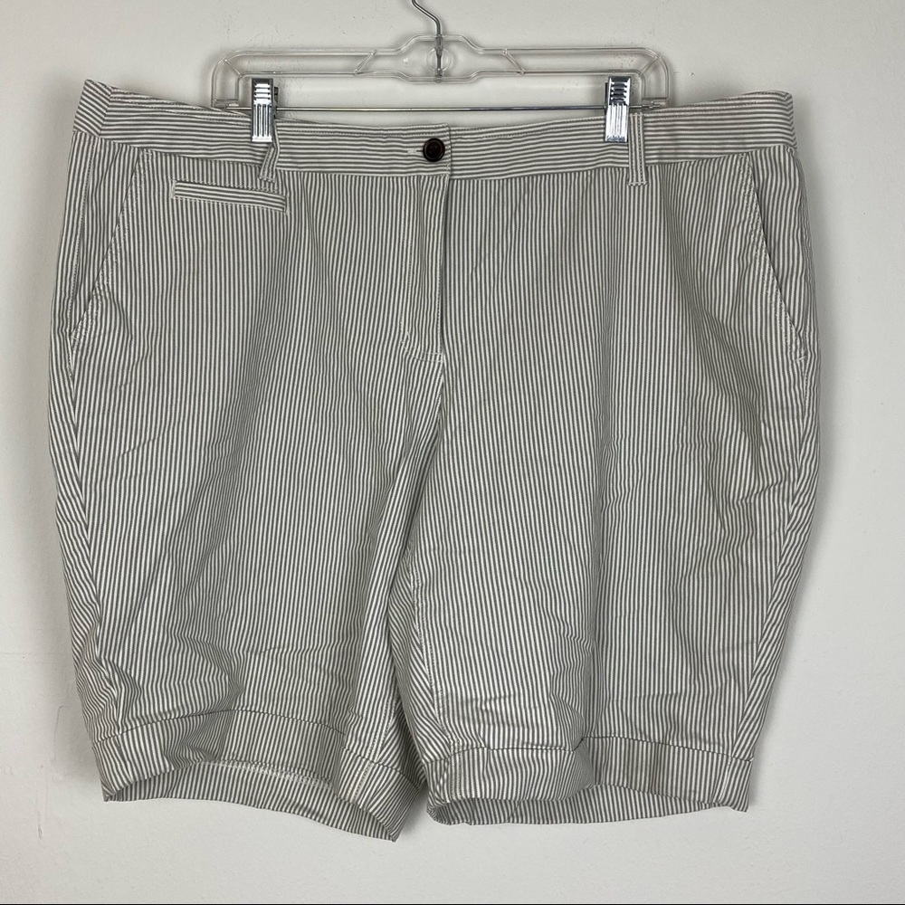 Boden Plus Size Summer Blue White Striped Rolled Hem Shorts
